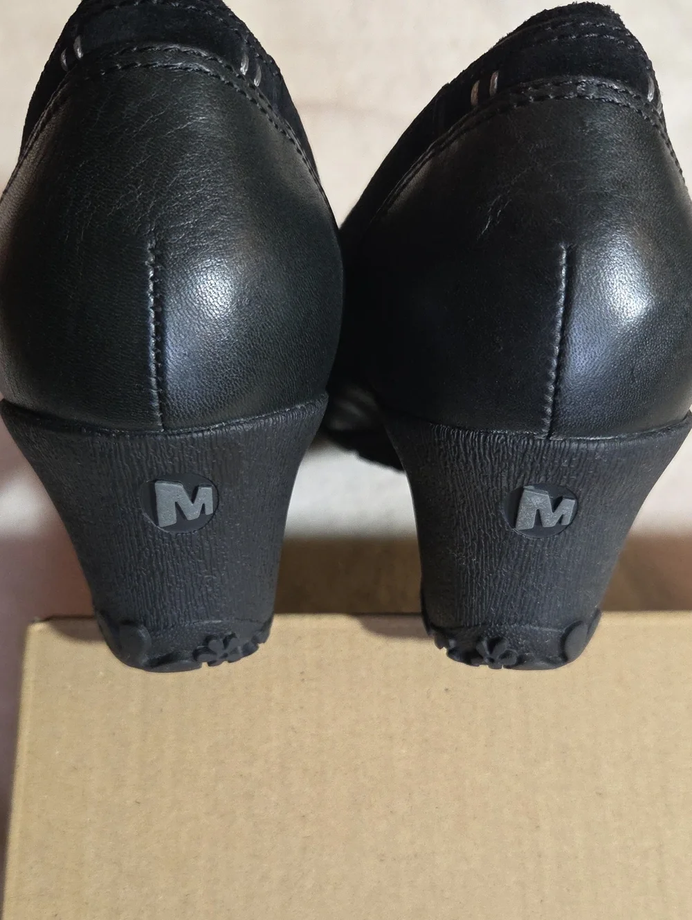 Merrell Lotus black leather suede slip on wedge Sz 8.5
